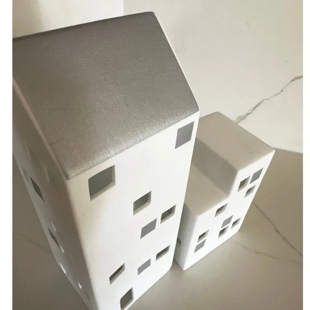Unique Ceramic Tea Lighthouses Set of 2, Inspired by Kahler Urbania